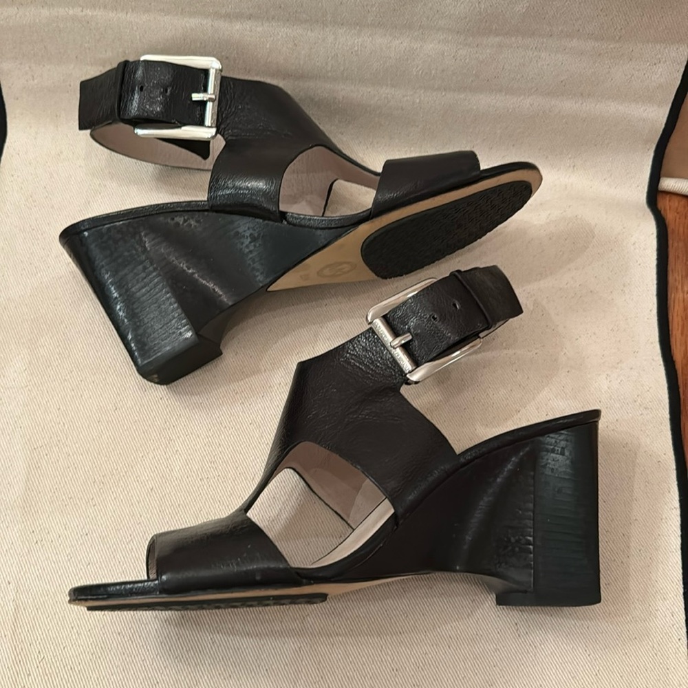 MICHAEL Michael Kors  Leather Platform Sandals Women Black 8.5
